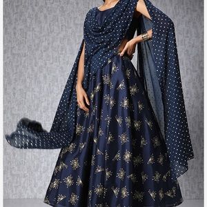 Brand new Navy floral pattern dress/lehenga